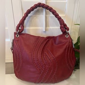 Fenn Wright Manson Red Leather Hobo Bag w/Silver Hardware.
